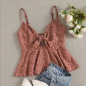 Red floral shein tank top